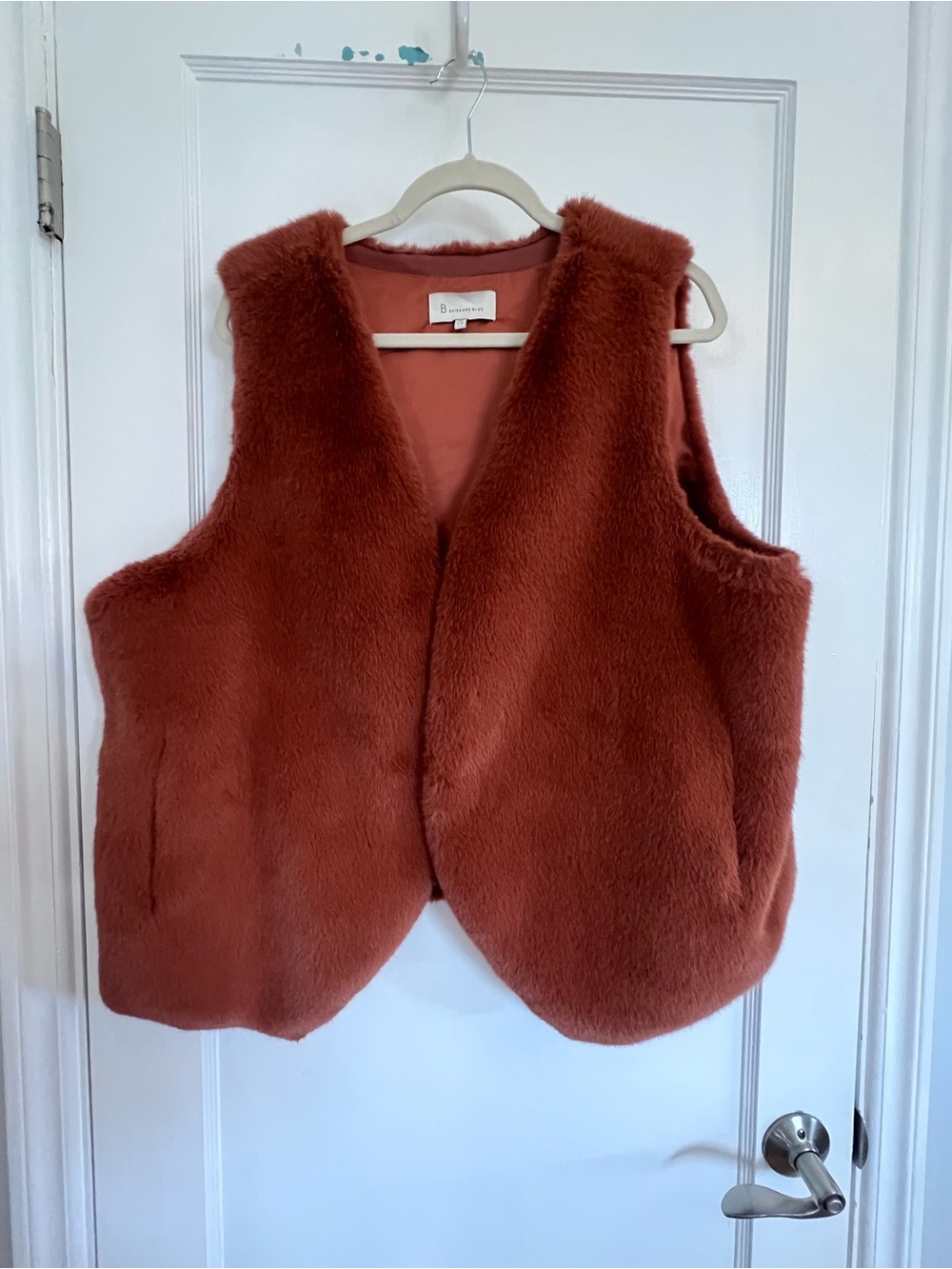 Skies Are Blue Rust Faux-Fur Vest